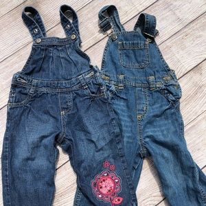 12-18 month overalls (2) Osh gosh & old navy VGUC